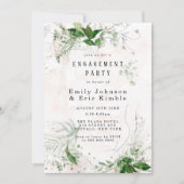 Elegant Eucalyptus Rustic Pink Engagement Party Kaart (Voorkant)