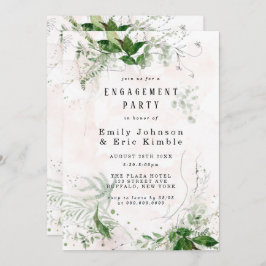 Elegant Eucalyptus Rustic Pink Engagement Party Kaart