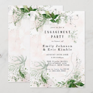 Elegant Eucalyptus Rustic Pink Engagement Party Kaart
