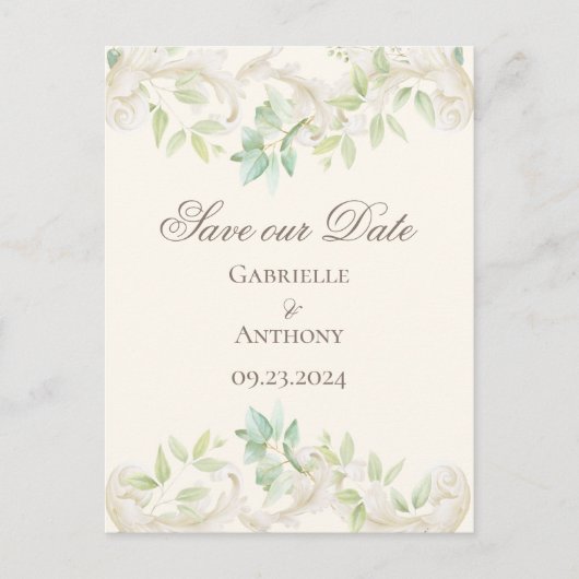 Elegant Eucalyptus  Rustic Save the Date Briefkaart (Voorkant)
