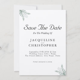 Elegant Eucalyptus Rustic Save the Date Wedding Kaart