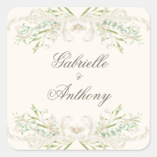 Elegant Eucalyptus  Rustic Wedding Vierkante Sticker