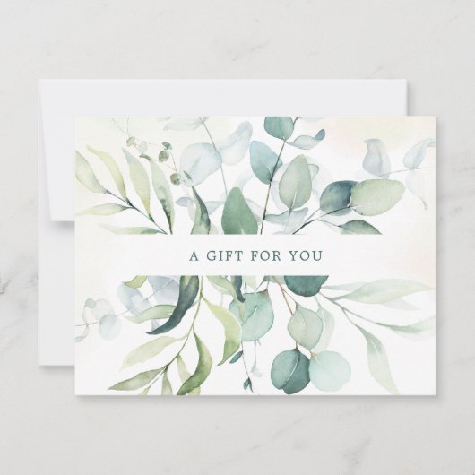 Elegant Eucalyptus Rustige Cadeaubon (Voorkant)