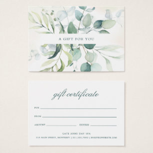 Elegant Eucalyptus Rustige Cadeaubon Visitekaartje
