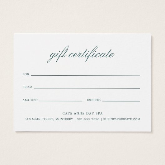Elegant Eucalyptus Rustige Cadeaubon Visitekaartje (Achterkant)