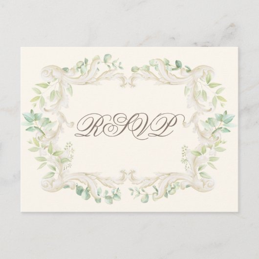 Elegant Eucalyptus  Rustisch Lijst Wedding Briefkaart (Voorkant)