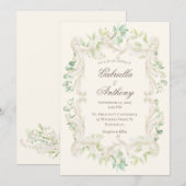 Elegant Eucalyptus  Rustisch Lijst Wedding Kaart (Voorkant / Achterkant)