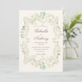 Elegant Eucalyptus  Rustisch Lijst Wedding Kaart (Staand voorkant)