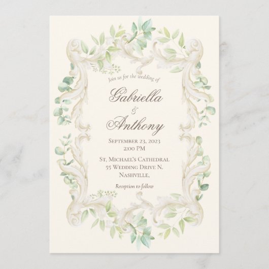 Elegant Eucalyptus  Rustisch Lijst Wedding Kaart (Voorkant)
