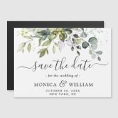 Elegant Eucalyptus Save the Date Magnetic Card (Voorkant / Achterkant)