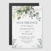 Elegant Eucalyptus Save the Date Magnetic Card (Voorkant / Achterkant)