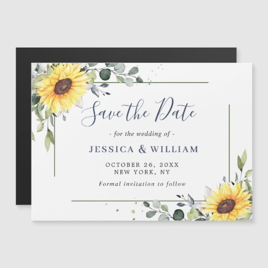 Elegant Eucalyptus Save the Date Magnetic Card (Voorkant / Achterkant)