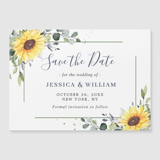 Elegant Eucalyptus Save the Date Magnetic Card (Voorkant)