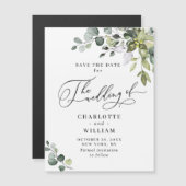 Elegant Eucalyptus Save the Date Magnetic Card (Voorkant / Achterkant)