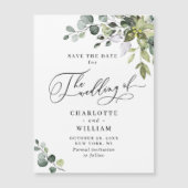 Elegant Eucalyptus Save the Date Magnetic Card (Voorkant)