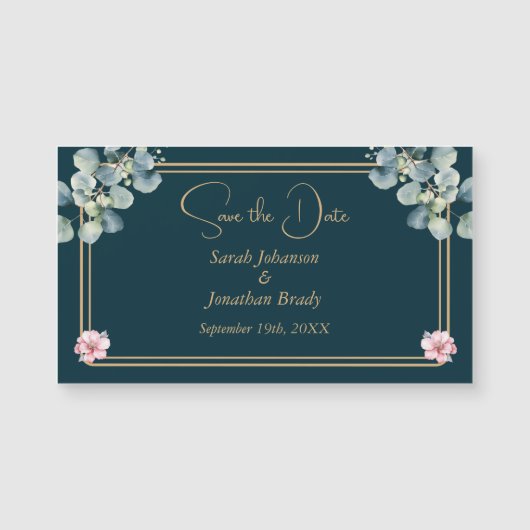 Elegant Eucalyptus Save the Date Magnetic Card (Voorkant)
