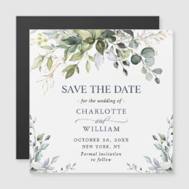 Elegant Eucalyptus Save the Date Magnetic Card
