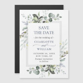 Elegant Eucalyptus Save the Date Magnetic Card (Voorkant / Achterkant)