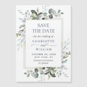 Elegant Eucalyptus Save the Date Magnetic Card (Voorkant)