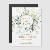 Elegant Eucalyptus Save the Date Magnetic Card (Voorkant / Achterkant)
