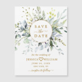 Elegant Eucalyptus Save the Date Magnetic Card (Voorkant)