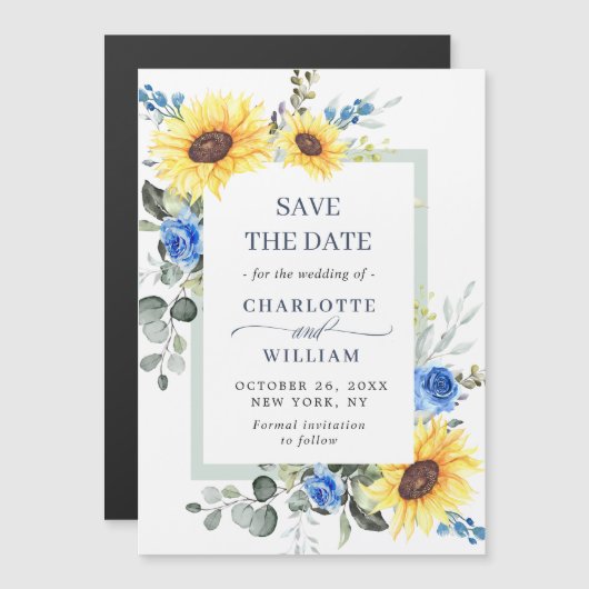 Elegant Eucalyptus Save the Date Magnetic Card (Voorkant / Achterkant)