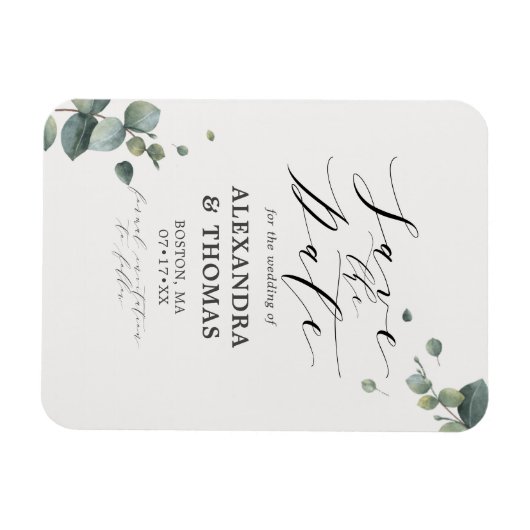 Elegant Eucalyptus Save the Date No Pic Magneet (Horizontaal)