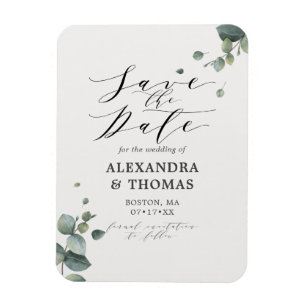 Elegant Eucalyptus Save the Date No Pic Magneet