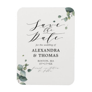 Elegant Eucalyptus Save the Date No Pic Magneet