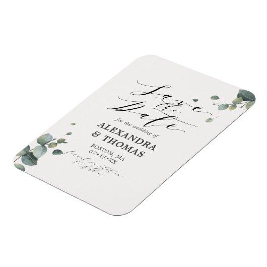 Elegant Eucalyptus Save the Date No Pic Magneet (Linkerzijde)