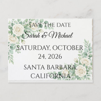 Elegant Eucalyptus Save the Date Postcard Uitnodiging Briefkaart
