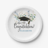  Elegant Eucalyptus School Afstuderen Monogramed Papieren Bordje (Voorkant)