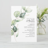 Elegant Eucalyptus Script Baby shower Kaart (Staand voorkant)