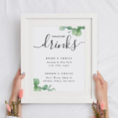 Elegant eucalyptus script bruiloft Signature drink Poster