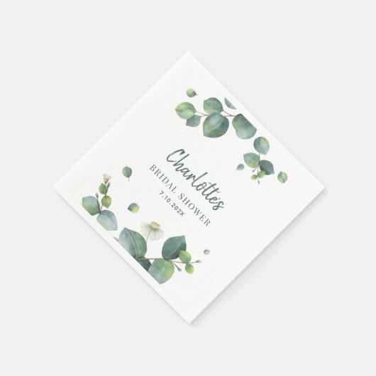 Elegant Eucalyptus Script Huwelijksfeest Papier Servet (Hoek)