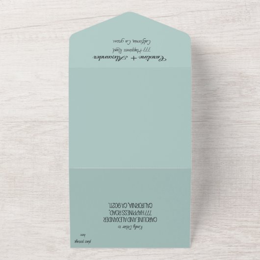 Elegant Eucalyptus Script Moderne RSVP QR-code All In One Uitnodiging (Buitenkant)