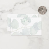 Elegant Eucalyptus Script Monogram Initialen Notitiekaartje (Voorkant / Achterkant in situ)