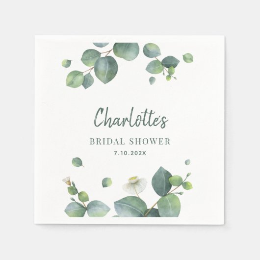 Elegant Eucalyptus Script Vrijgezellenfeest Papier Servet (Voorkant)