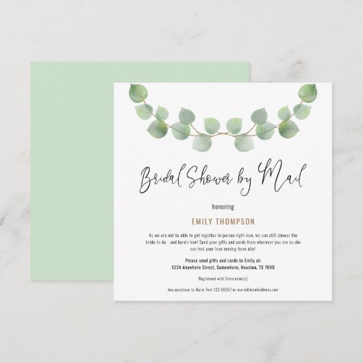 Elegant Eucalyptus Script Vrijgezellenfeest per Ma Kaart (Voorkant / Achterkant)