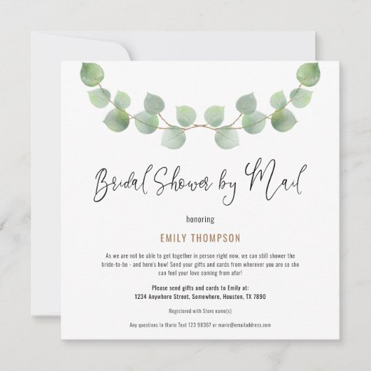 Elegant Eucalyptus Script Vrijgezellenfeest per Ma Kaart (Voorkant)