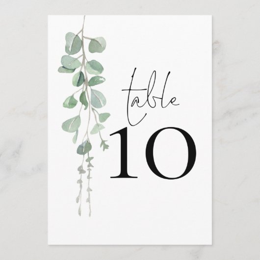 Elegant Eucalyptus Script Weddenlijstnummer Kaart (Achterkant)