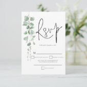 Elegant Eucalyptus Script Weduwschap RSVP (Staand voorkant)