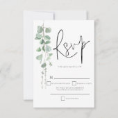 Elegant Eucalyptus Script Weduwschap RSVP Kaartje (Voorkant)