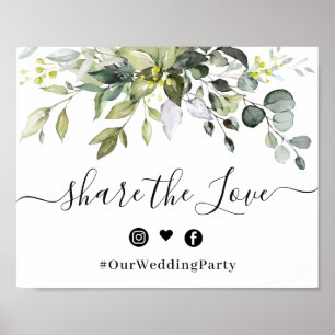Elegant Eucalyptus Share the Love Wedding Sign Poster