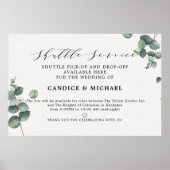 Elegant Eucalyptus Shuttle Service Wedding Sign Poster (Voorkant)