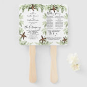 Elegant Eucalyptus Starfish Wedding Programme Handwaaier (Voorkant en achterkant)