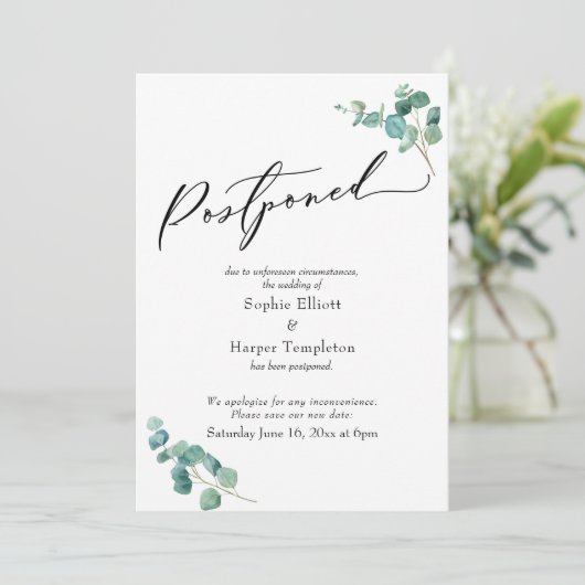 Elegant Eucalyptus stelt aankondiging huwelijk uit (Staand voorkant)