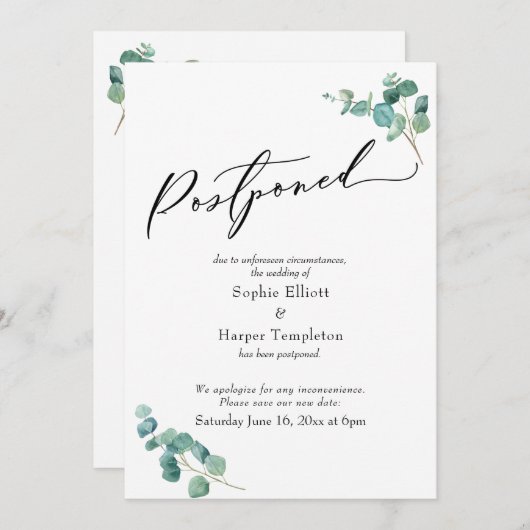 Elegant Eucalyptus stelt aankondiging huwelijk uit (Voorkant / Achterkant)