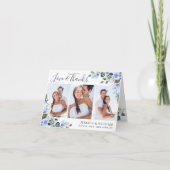 Elegant Eucalyptus Stoffig Blauw Rozen Eenvoudig 3 Bedankkaart (Voorkant)