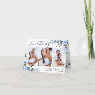 Elegant Eucalyptus Stoffig Blauw Rozen Eenvoudig 3 Bedankkaart